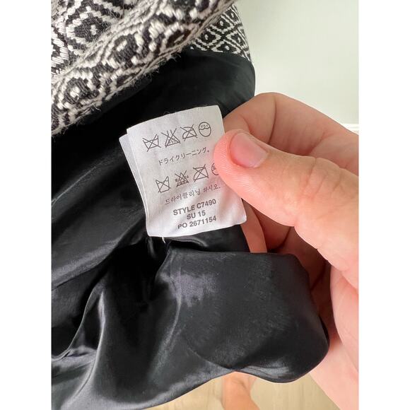 J. Crew White and Gray Dimond Pattern Knee Length Cap Sleeve Dress - Picture 7 of 9